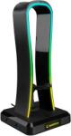Everest RM-H77 X-Base fejhallgató állvány Rgb 4xUSB bungee fekete 270mm (36259)