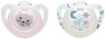 Nuk Suzete luminoase din silicon NUK - Star Night & Day, 0-6 luni, pentru fete, 2 buc (10175286)
