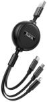 hoco. USB-A kábel a Type-C-hez, Lightning, Micro-USB, 2A, 1m, Hoco Double-Pull (X75), fekete (OMKF2315891)