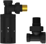  Termosztatikus radiátor sarokszelep készlet - 1/2" - fekete