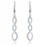 Mennica Bydgoska Hosszú ezüst lógós fülbevaló női ródiumozott fülbevaló ezüst minta 925 (Biżuteria dla dziewczyny żony córki mamy)