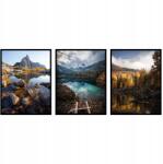  Hegyi táj tó erdő poszter 3db 21x30cm triptichon fa panoráma (Góry las drzewa krajobraz)