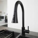 ANW HOME Konyhai csaptelep, Csaptelep kihúzható kifolyócsővel, Fekete grafit , 2 üzemmód (5907568305927)