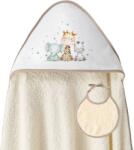 Interbaby Бебешка хавлия с качулка Interbaby - Зебри, с лигавник, 100 х 100 cm, бежова (01252-05) - baby