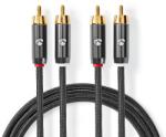 Nedis Cablu audio digital Nedis 2x RCA tata - 2x RCA tata, 2m, gri metal (CATB24200GY20)