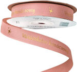 Valex Decor Varázslatos karácsony! " feliratos ripsz szalag 16mm x 20m - Púder rózsaszín (MG16-32)