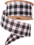 Valex Decor Kockás szalag drótos szegéllyel 45mm x 10m - Fehér/fekete (KS4510-02)