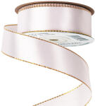 Valex Decor Szatén szalag arany szegéllyel 25mm x 20m - Fehér (SG25-01)