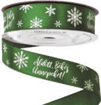 Valex Decor Áldott, Békés, Ünnepeket! " feliratos szatén szalag 20mm x 20m - Sötétzöld (CK20-85)