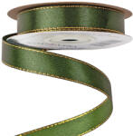 Valex Decor Szatén szalag arany szegéllyel 16mm x 20m - Sötétzöld (SG16-58)