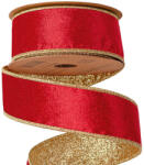 Valex Decor Piros bársony szalag csillogó hátoldallal, drótos szegéllyel 38mm x 5m (CG038-39)