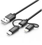 UGREEN Cablu USB 2.0 A la Micro USB si Lightning+Tip C (3 in 1) UG-80326-BL Alte cabluri de date (UG-80326-BL)