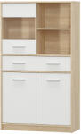TEMPO KONDELA Vitrines szekrény 2D1W1S/80, fehér/tölgy sonoma, TEYO (237199)