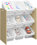 TEMPO KONDELA Rendszerező/játéktároló polc, természetes/fehér, BOIS (400394)