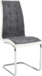 TEMPO KONDELA Étkezőszék, sötétszürke szövet/textilbőr fehér/króm, SALOMA NEW (201215)