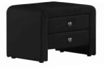 TEMPO KONDELA Éjjeliszekrény, ökobőr, fekete, WILSON (191854)