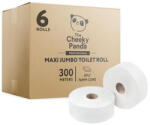 The Cheeky Panda Toalettpapír, bambusz, 2 rétegű, nagytekercses, 24, 2 cm átmérő, 300 m/tekercs, 6 tekercs, CHEEKY PANDA, fehér (KHH906) (KHH906)