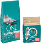 ONE 9, 75kg PURINA ONE Adult lazac & teljes kiőrlésű gabona száraz macskatáp+2, 8kg száraztáp ingyen