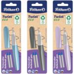 Pelikan Rollerball, Twist Eco, ergonomikus markolat, kétkezes, 2 kék utántöltővel, 3 színben világoslila/világoskék/világosszürke, buborékfólia (824675)