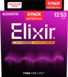 Elixir 16539 Nanoweb 12-53 3-Pack Akusztikus gitárhúrok (16539)
