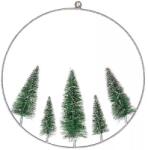 DekorTrend Fém ablakdísz fenyőfákkal, 30 cm, 30 led, meleg fehér, elemes, KDA 011