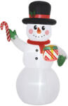 AOSOM Felfújható hóember 180 cm LED világítással, ajándékkal és cukorpálcával, kültéri karácsonyi dekoráció