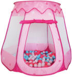 Relaxdays Rózsaszín sátor formájú labdamedence 100 labdával 10051899_113