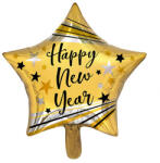Mezőfi Team Kft Happy New Year, csillag, arany, fólia lufi, 45 cm,