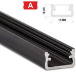  LED Alumínium Profil Standard [A] Fekete 2, 02 méter (A-25)