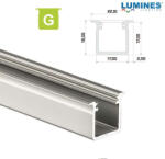  LED Alumínium Profil Beépíthető Mély [G] Ezüst 1 méter (G-12)