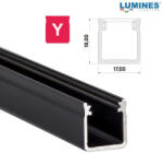  LED Alumínium Profil Magas falú [Y] Fekete 1 méter (Y-15)