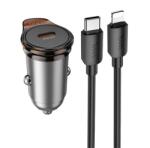 hoco. NZ16 autós töltő Type-C aljzat (30W, PD gyorstöltő + lightning kábel) SÖTÉTSZÜRKE (NZ16_L)