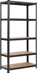 Home practic СТЕЛАЖ МЕТАЛЕН 180х90х40 5 РАФТА МДФ 175кг НА РАФТ ЧЕРЕН (54531bk)