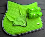 horss equestrian Horss ló szett Sport sapka fülvédő és pánt Neon Lime (181)