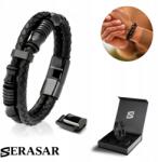 Serasar , bőr karkötő "Spirit" férfiaknak, fekete 17 cm (8719992933167)