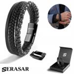 Serasar Bőr karkötő Serasar Premium [Hero] Fekete 20cm (B047-20)