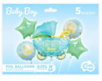 GoDan Set 5 baloane folie Baby Carriage pentru petrecerea baby shower, albastru -verde GD1766 Baloane folie (GD1766)