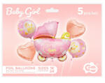 GoDan Set 5 baloane folie Baby Carriage pentru petrecerea baby shower, roz-auriu GD1771 Baloane folie (GD1771)