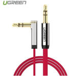 UGREEN Cablu audio Premium de 3.5mm ultra plat unghi 90 grade UG261 Cabluri audio Lungime 1.5 Metri Culoare Roșu (UG261)
