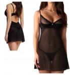 Obsessive Stelisa hálóing és tanga erotikus fehérnemű fekete S/m (5901688261736)