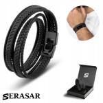 Serasar Serasar, Férfi Bőr Karkötő [Wrap] Fekete, 46cm (Wrap)