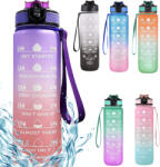  Sticlă de apă motivațională cu gradient, citate și cronologie (1000 ml) - Violet/Barack (ON12-purple-peach)