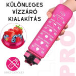  Sticlă de apă motivațională colorată cu citate și cronologie (1000 ml) - Magenta (ON12-magenta)