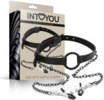 INTOYOU szilikon O-ring szájfeszítő mellcsipeszekkel - vegán bőr (8436583796580)