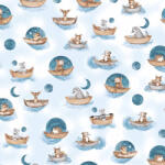 NiKiD's Infantilo NiKiDs színes textilpelenka - Állatok csónakban