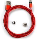 HARAHU Usb заряден кабел 3в1 с магнитни накрайници - Червен kp30704 (30704)