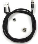 HARAHU Usb зарядно кабел 3в1 с магнитни накрайници - черен kp30706 (30706)