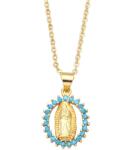 HARAHU Колие Медальон Дева Мария - Златна / Синя kp38854