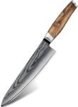 HARAHU Дамаски кухненски нож ZE-37557 - Chef / Кафяв KP37557