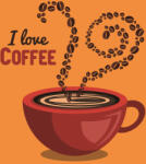 Eosette Autocolant perete - I love coffee - Fundal Portocaliu - eosette - 47,00 RON